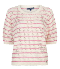 RED BUTTON top Jolene stripe pink SRB4950