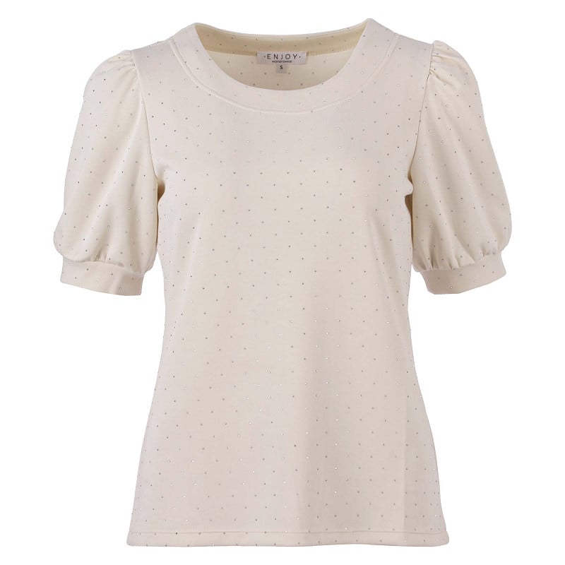 ENJOY sweater korte pofmouw strass 183550