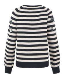 C&S The Label Anouk stripe knit pullover black-sand 25NJC03