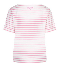 RED BUTTON top Terry Stripe Short Sleeve pink SRB4754