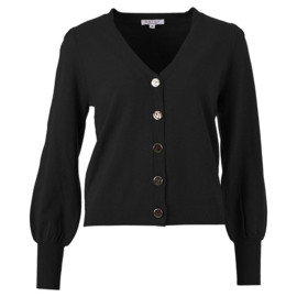 ENJOY gebreid vestje v-hals knop zwart 890502