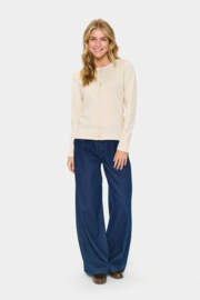 SAINT TROPEZ MilaSZ R-Neck Cardigan brown rice melange 30500005