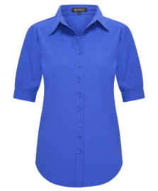 MI PIACE travelstof blouse pofmouw cobalt MP202270