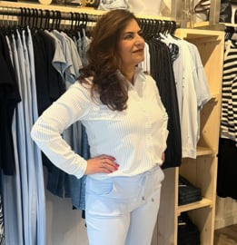 MI PIACE travelstof blouse light blue-offwhite stripe MP60840