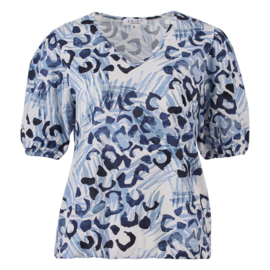 ENJOY blouson v-hals pofmouw dierenprint indigo 183617
