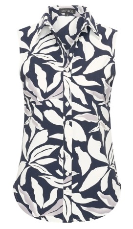 MI PIACE blouse sleeveless flower print dark blue - offwhite MP202299