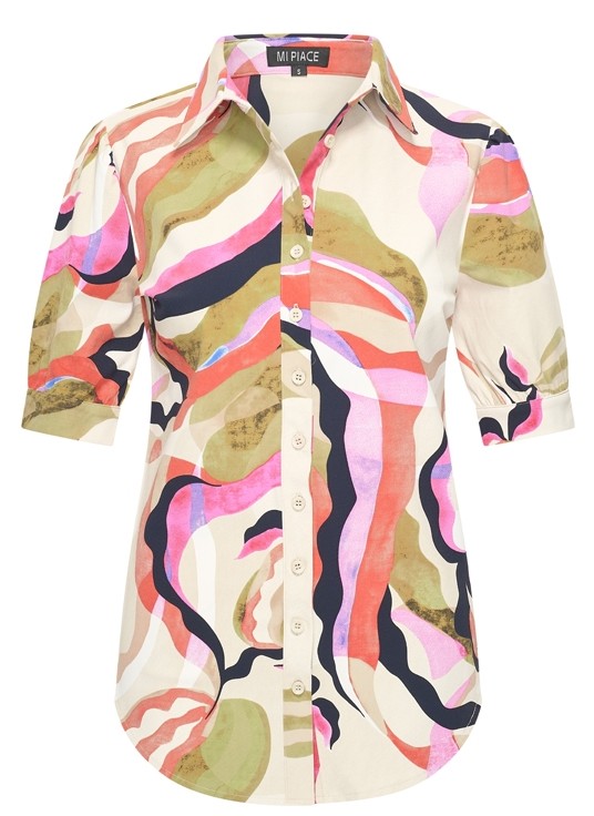 MI PIACE travelstof blouse puff picasso print MP202270
