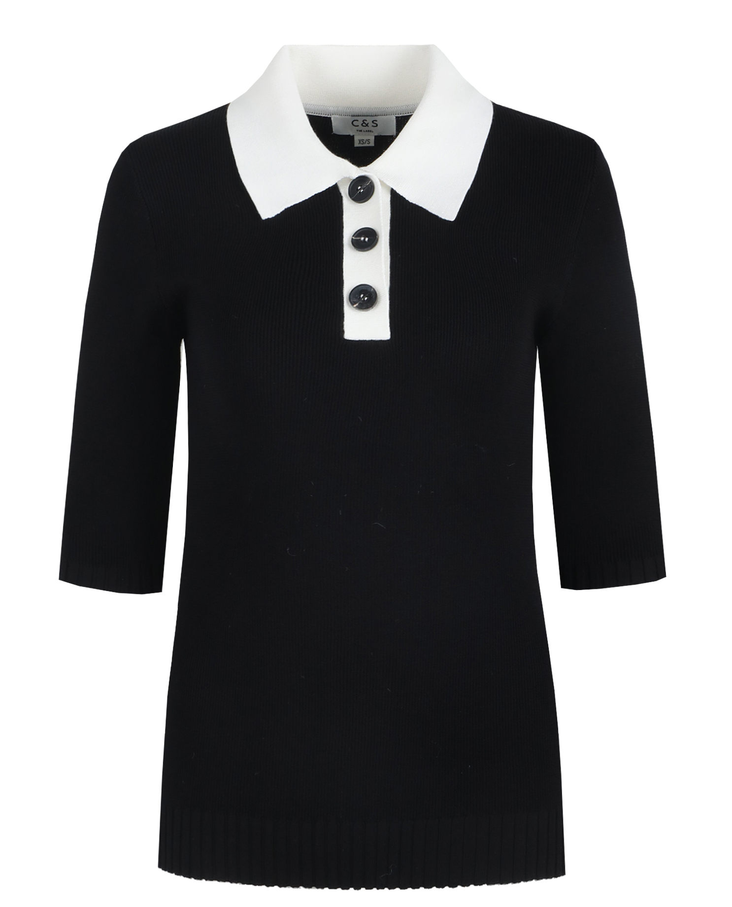 C&S The Label Amelia knit top bloack - offwhite 25NJC01
