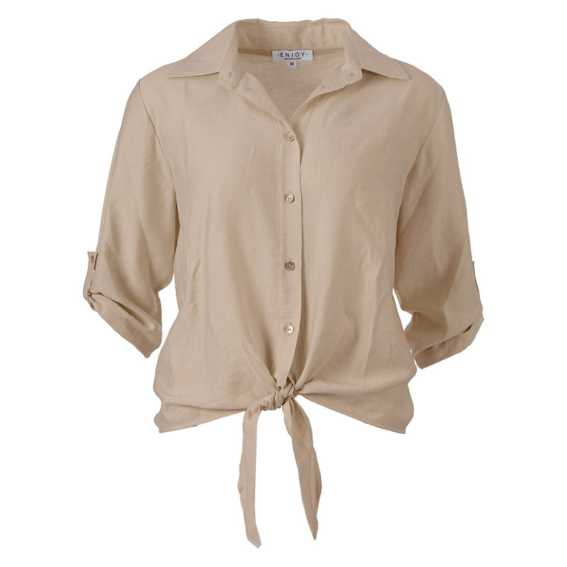 ENJOY blouse 3/4 mw knoop detail zand 503105
