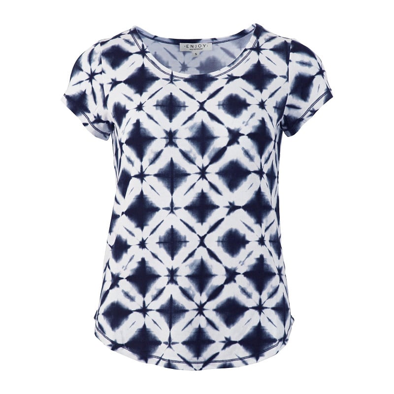 ENJOY t-shirt kapmouw allover batik print indigo 155825