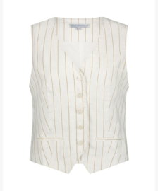 Red Button SALEREK waistcoat cotton linen stripe dark sand 47cm SRB4514