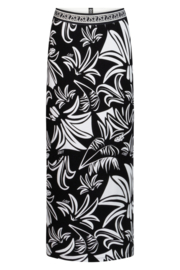 ZOSO printed long skirt with details black-white