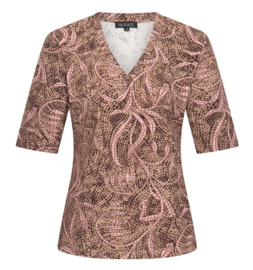 MI PIACE t-shirt v-hals espresso twilight twigs print MP202271TTPT