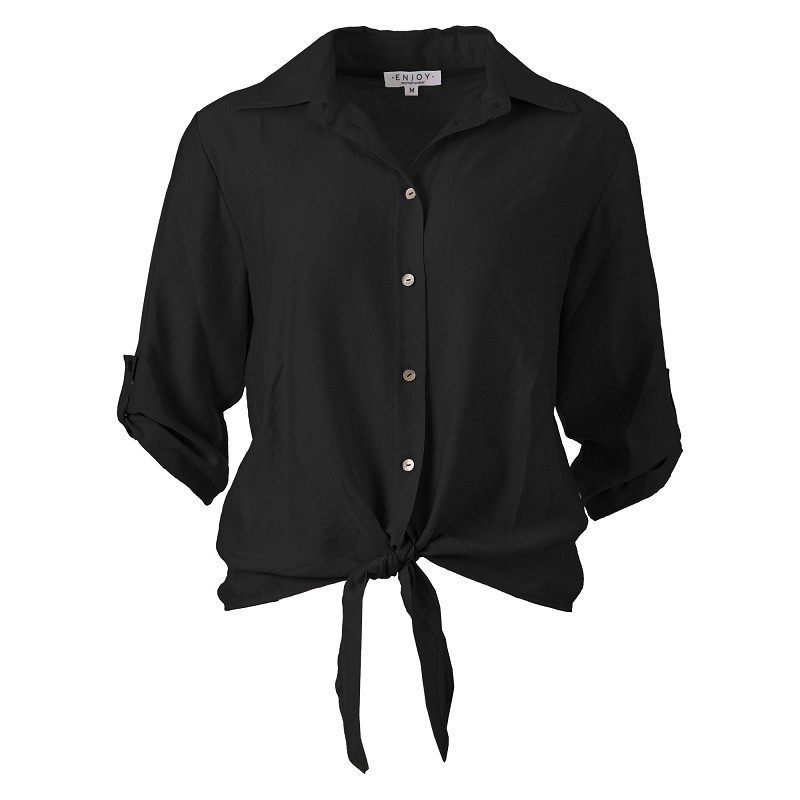 ENJOY blouse 3/4 mw knoop detail zwart 503105