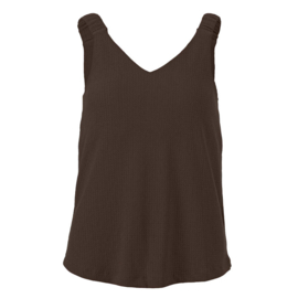 ENJOY singlet uni structuur elastische straps bruin 472021