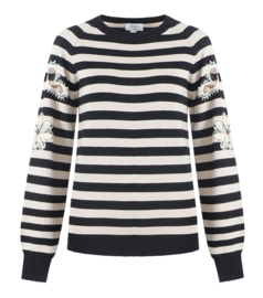 C&S The Label Anouk stripe knit pullover black-sand 25NJC03