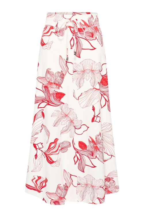 MI PIACE skirt line flower print offwhite - red MP202123