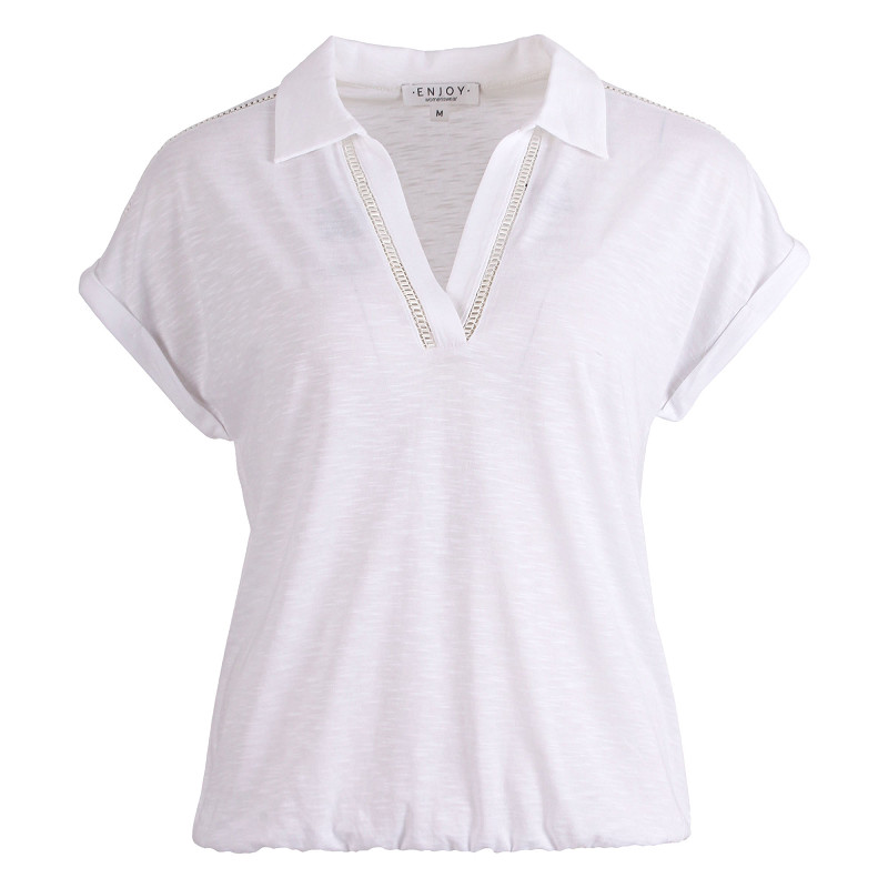 ENJOY blouson polokraag ajour wit 183032