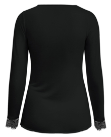 TRIPLE NINE. top cashmere with lace v-neck black TR9003