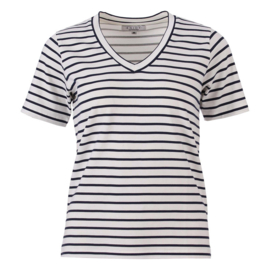 ENJOY t-shirt v-hals bretonse streep indigo 431400