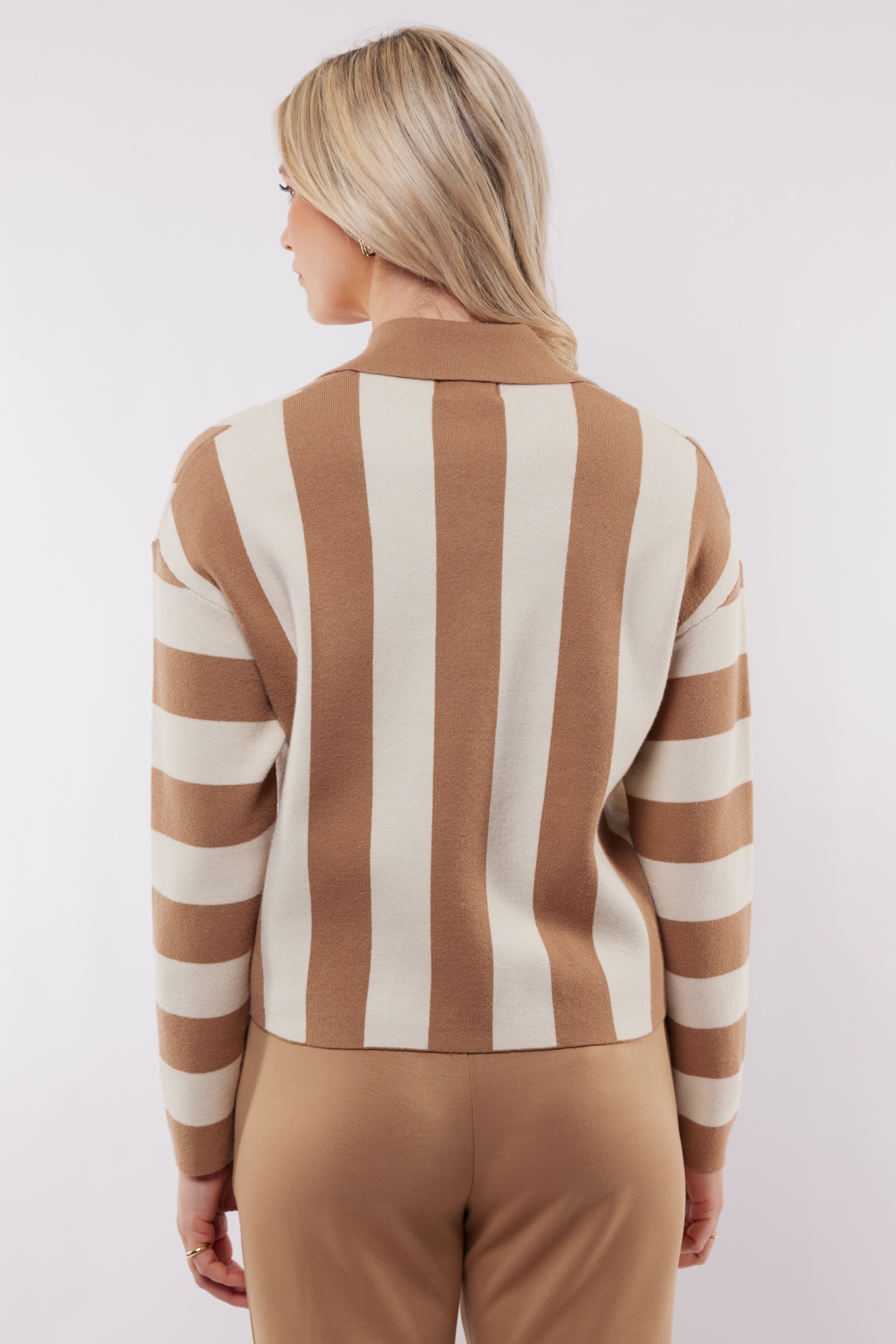 C&S The Label Cecillia knit cardigan wool white - light camel 25NMC07