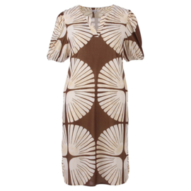 ENJOY jurk halve mouw allover print choco 183721
