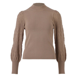 ENJOY pull turtle crochet pofmouw taupe 890501