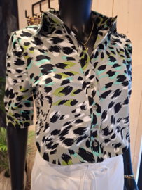 MI PIACE travelstof blouse pofmouw faded camouflage print MP202270