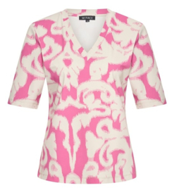 MI PIACE t-shirt v-hals lkat ornaments print rose MP202271