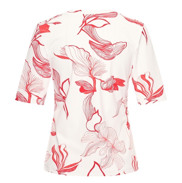 MI PIACE t-shirt v-hals flowerprint  off-white - red MP202271