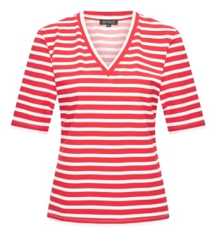 MI PIACE T Shirt v-hals streepprint  red - off-white MP202271