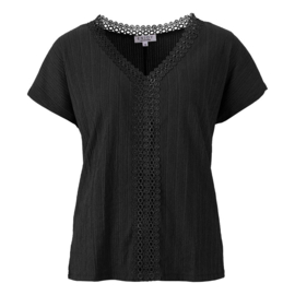 ENJOY top v-hals crochet bies zwart 472150