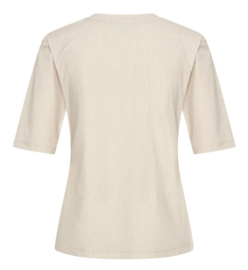 MI PIACE t-shirt v-hals linnen structure print latte MP202271
