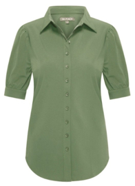 MI PIACE travelstof blouse pofmouw olive MP202270