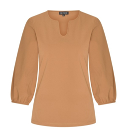 MI PIACE top mocca met elastische mouw MP202247