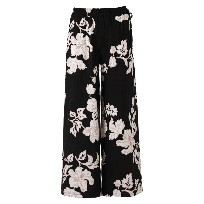 ENJOY broek wide leg allover print zwart 503101