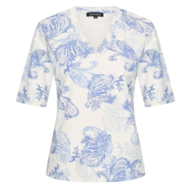 MI PIACE t-shirt v-hals paisley print lavender blue MP202271
