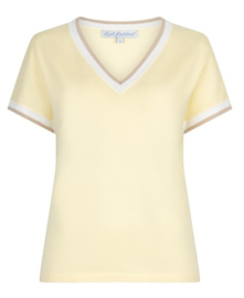 RED BUTTON top Jerry V-neck Striped Rib butter yellow SRB4977