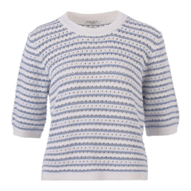 ENJOY pull halve mouw streep lurex jeans 506633