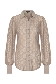 MI PIACE travelstof blouse kant taupe MP202352