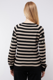 C&S The Label Anouk stripe knit pullover black-sand 25NJC03
