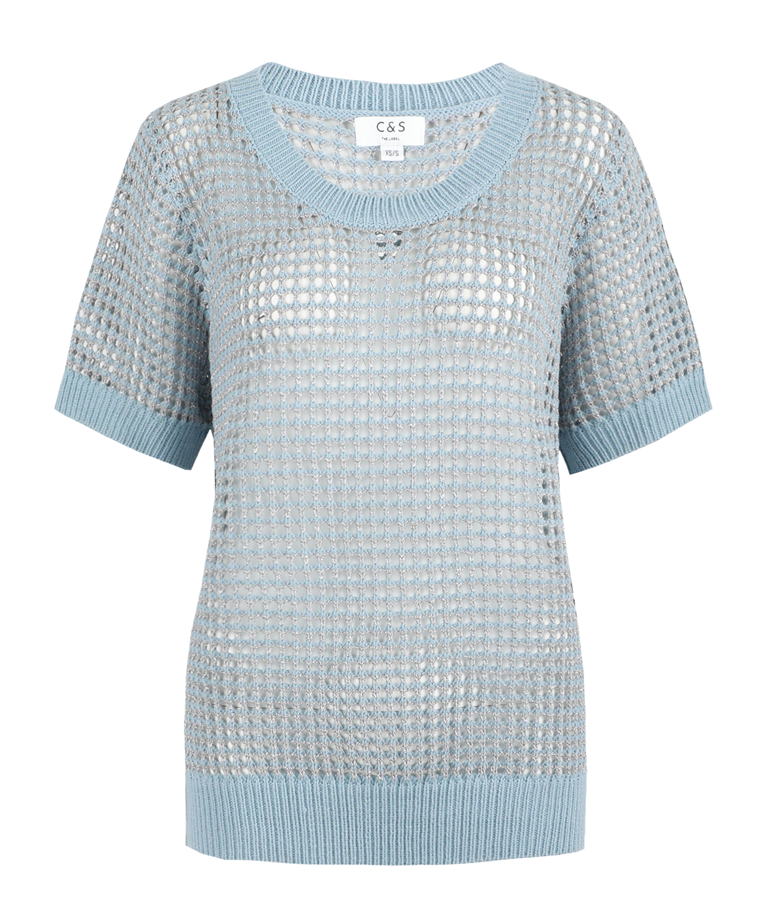 C&S The Label Annabelle knit top stone blue - silver 25NOC10