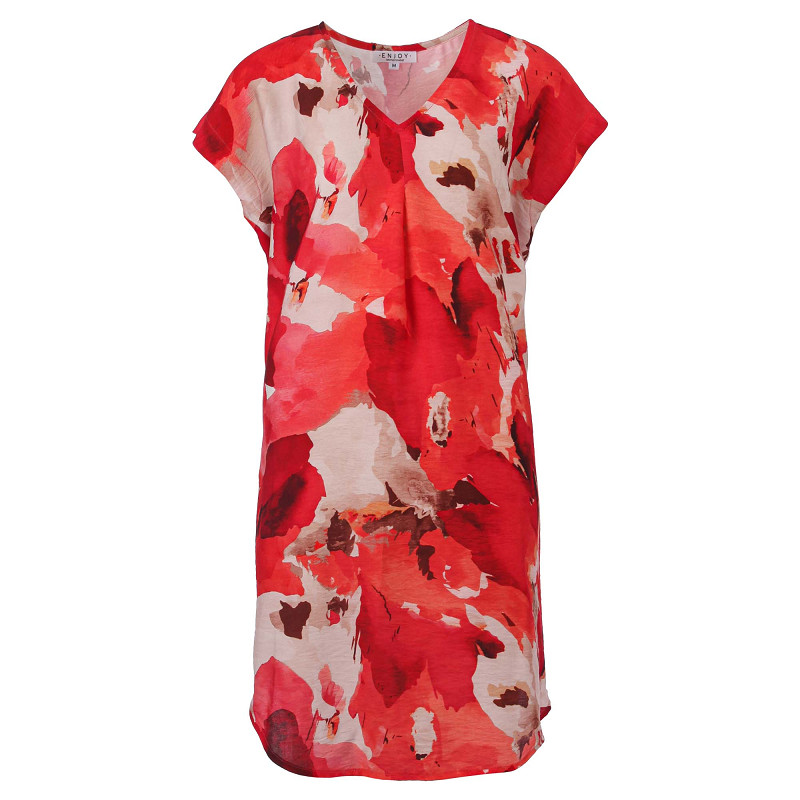 ENJOY jurk v-hals allover print 503194