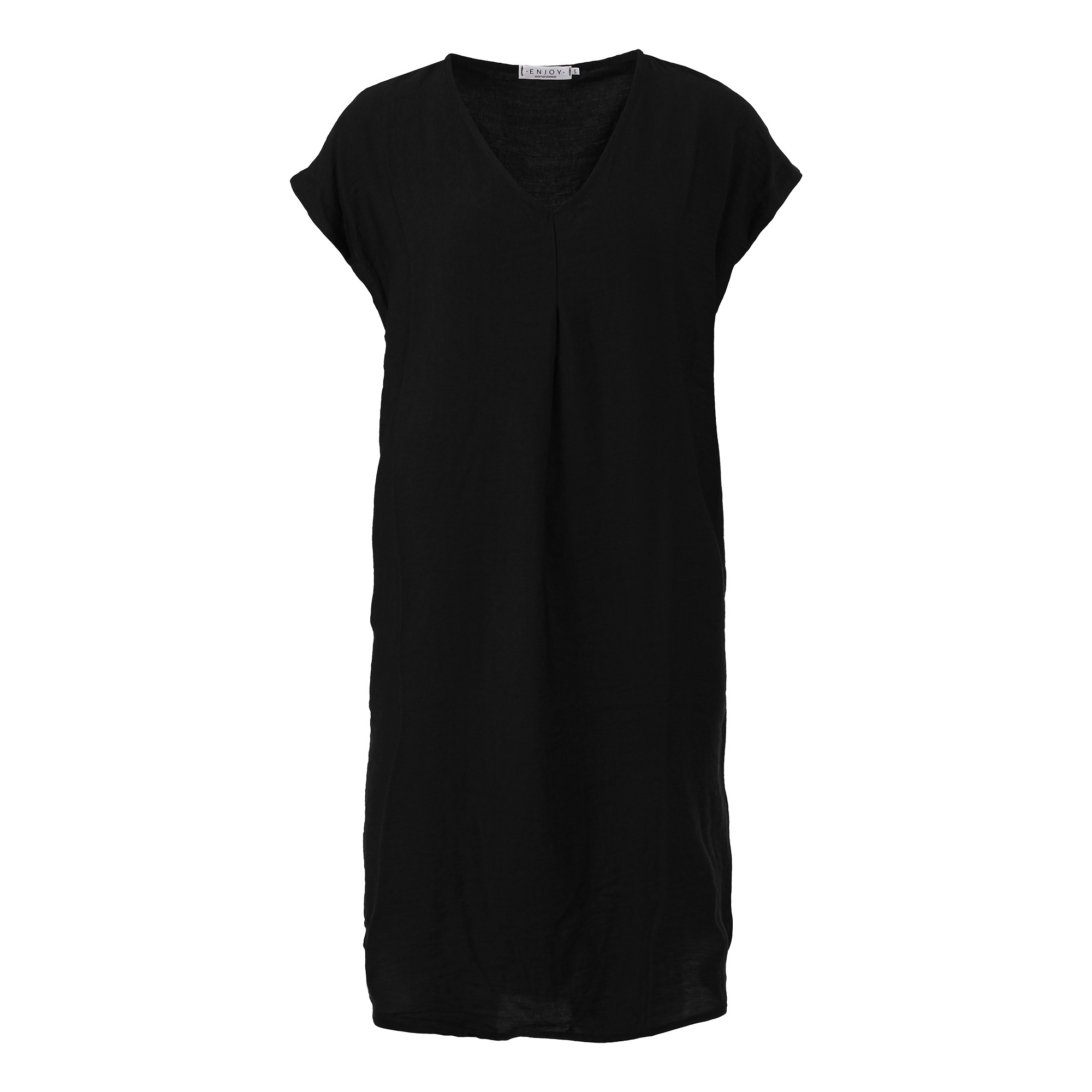 ENJOY jurk v-hals uni zwart 503107