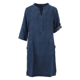ENJOY jurk driekwart mouw tencel dark denim 939999