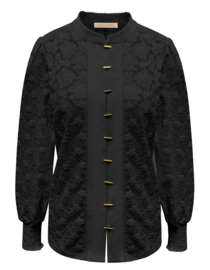 TRIPLE NINE blouse lace gold buttons black BLS5946