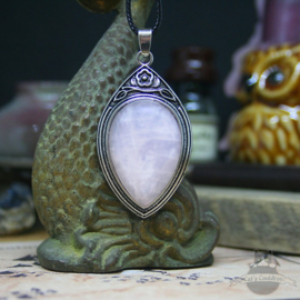 Retro necklace with natural stone Rose Quartz