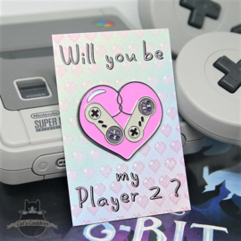 Retro Gaming Player2 Valentinstag Antrag Pin