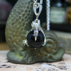 Drachenklau Halskette Natursteinkugel schwarzer Achat