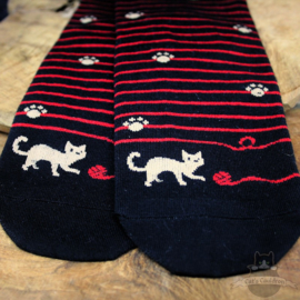 Black striped cat socks with small paw prints size 35-40